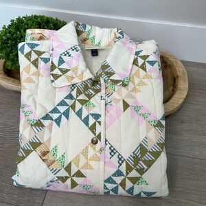NWOT Universal Thread Patchwork Quilted Jacket Women's  Snap Cream Sz L.